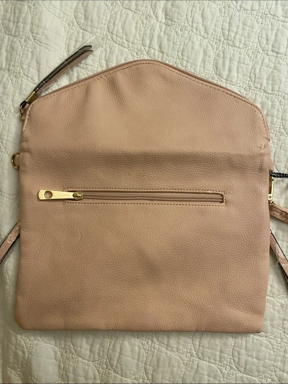 Diophy Blush Fold-Over Wristlet Clutch or crossbody with Zip Accents